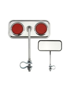 Rectangle Mirror Chrome Red Reflectors.